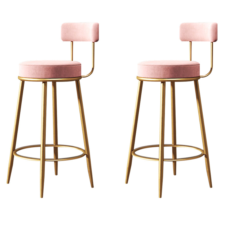 Glam Style Counter Stool Upholstered Living Room Bar Stool with Gold Frame