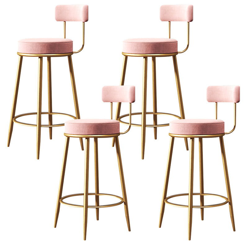 Glam Style Counter Stool Upholstered Living Room Bar Stool with Gold Frame