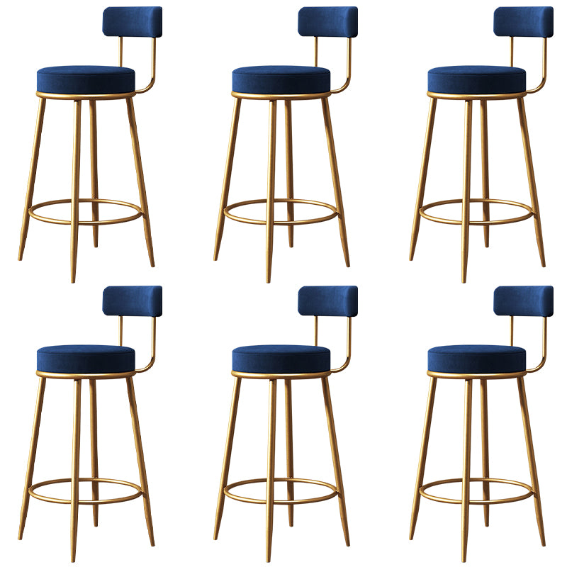 Glam Style Counter Stool Upholstered Living Room Bar Stool with Gold Frame