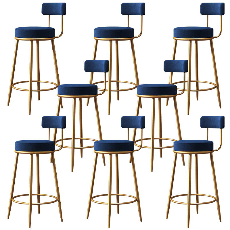 Glam Style Counter Stool Upholstered Living Room Bar Stool with Gold Frame