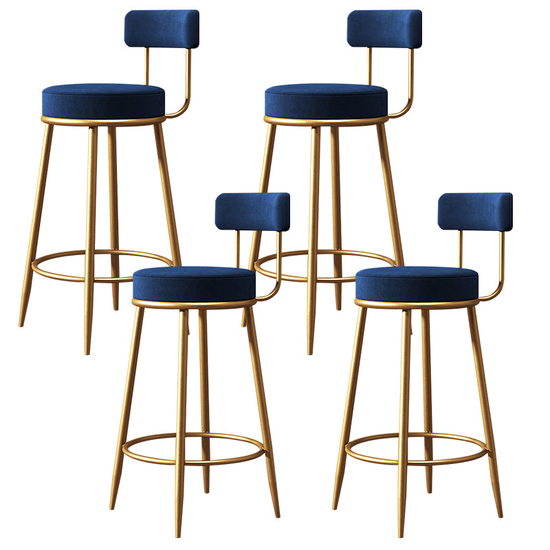 Glam Style Counter Stool Upholstered Living Room Bar Stool with Gold Frame