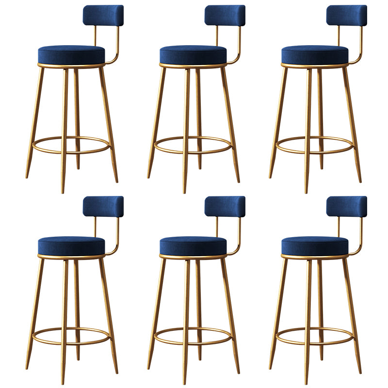 Glam Style Counter Stool Upholstered Living Room Bar Stool with Gold Frame
