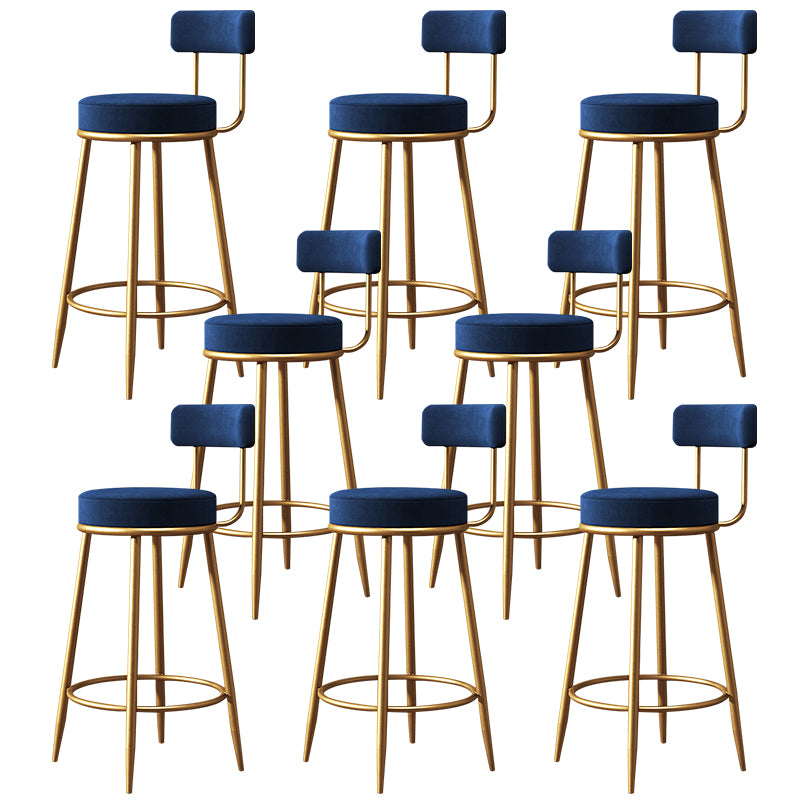 Glam Style Counter Stool Upholstered Living Room Bar Stool with Gold Frame