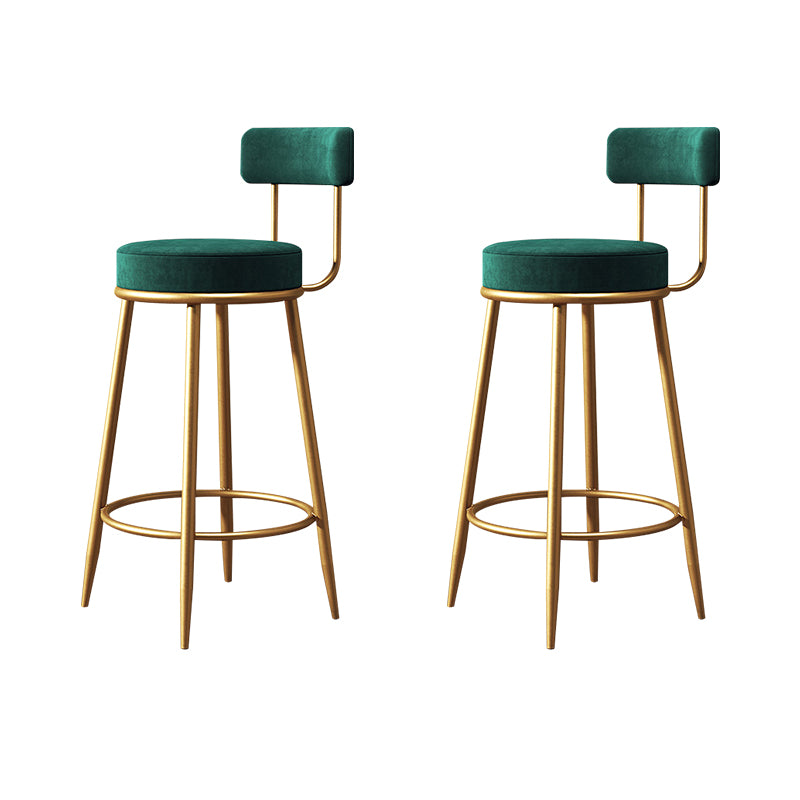 Glam Style Counter Stool Upholstered Living Room Bar Stool with Gold Frame