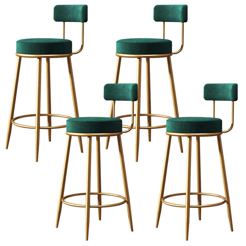 Glam Style Counter Stool Upholstered Living Room Bar Stool with Gold Frame