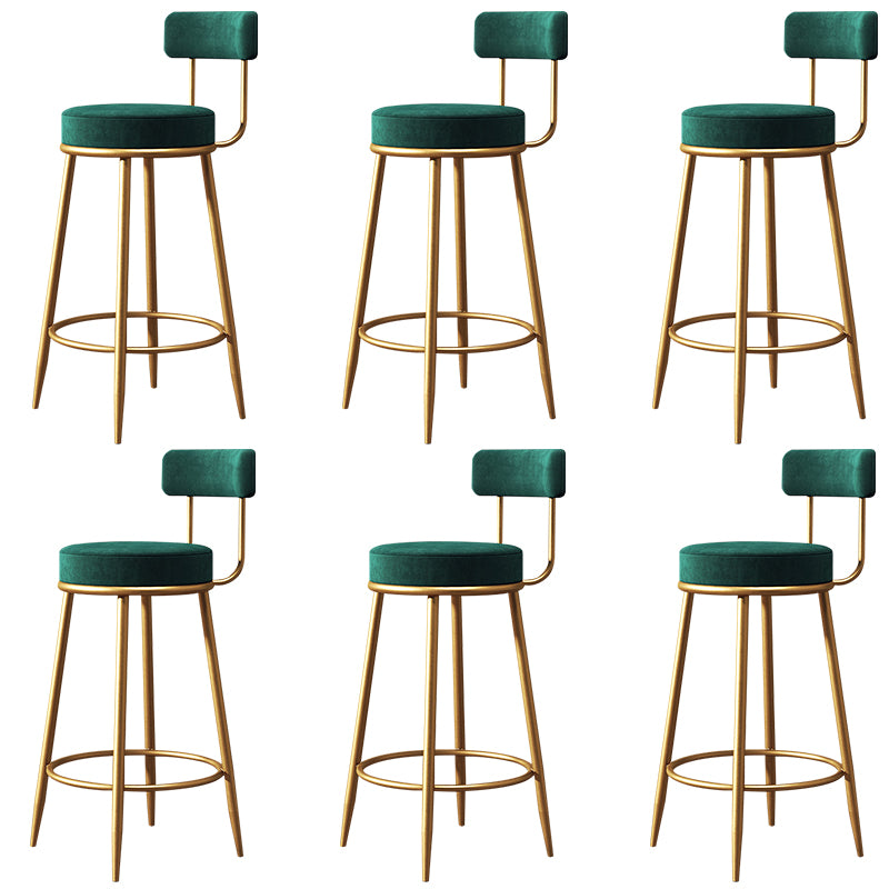 Glam Style Counter Stool Upholstered Living Room Bar Stool with Gold Frame