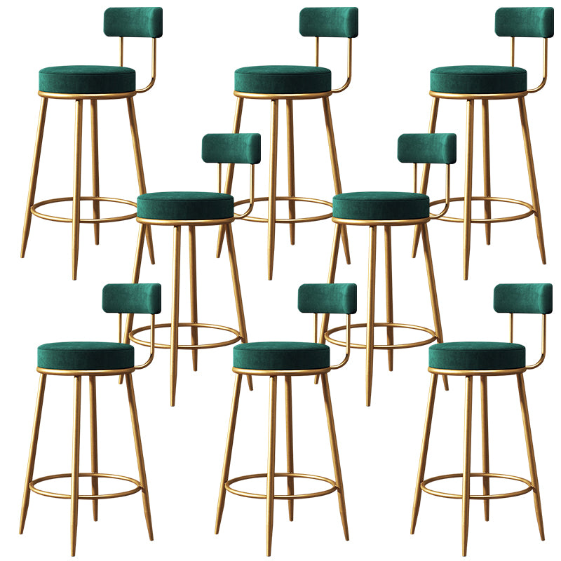 Glam Style Counter Stool Upholstered Living Room Bar Stool with Gold Frame