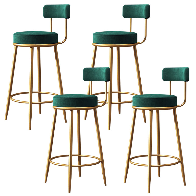Glam Style Counter Stool Upholstered Living Room Bar Stool with Gold Frame