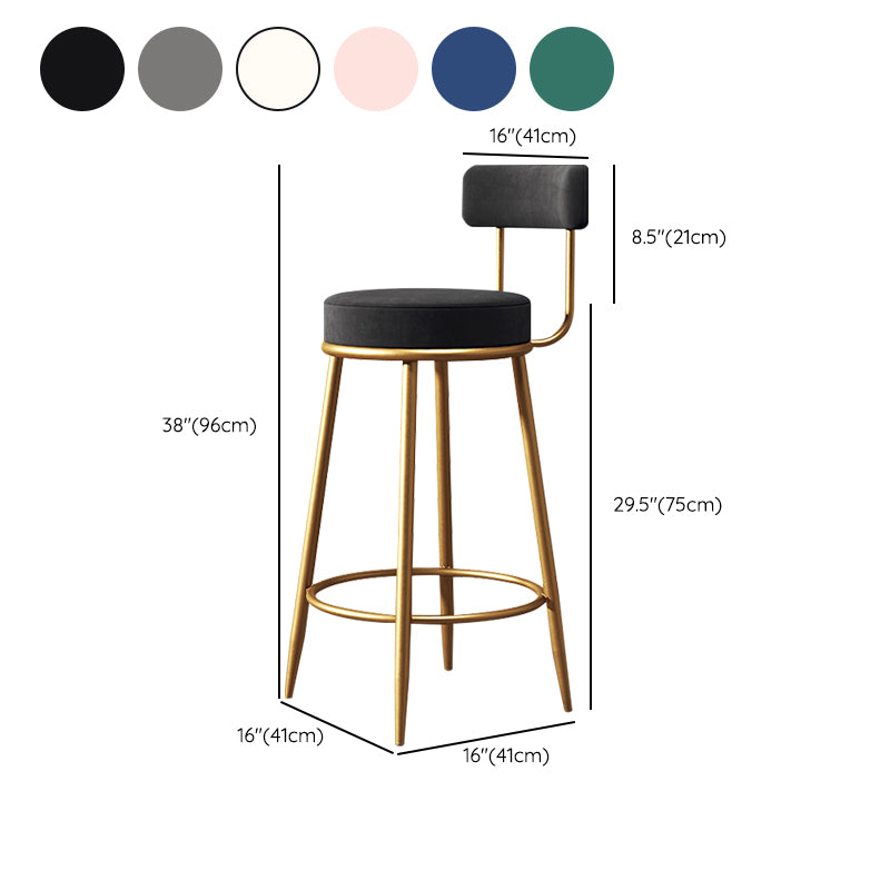 Glam Style Counter Stool Upholstered Living Room Bar Stool with Gold Frame