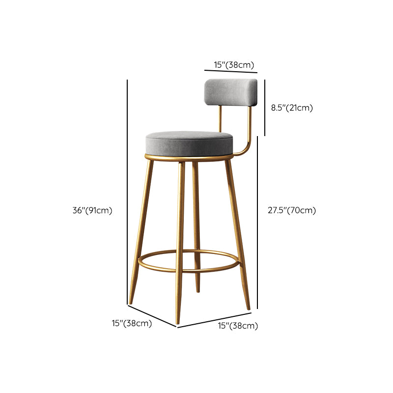 Glam Style Counter Stool Upholstered Living Room Bar Stool with Gold Frame