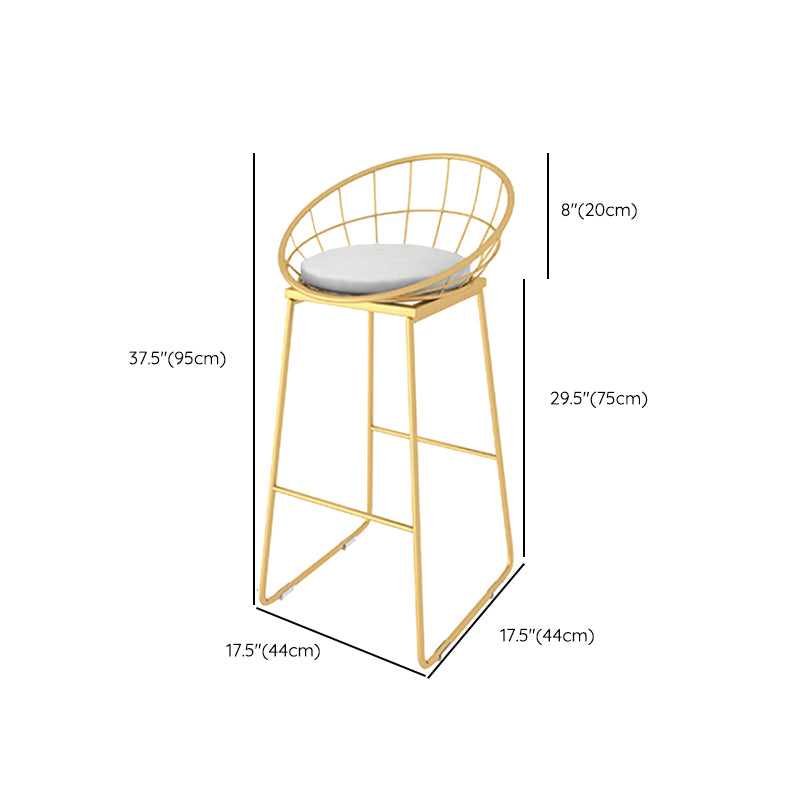 Glam Upholstered Counter Stool Low Back Stool with Gold Frame