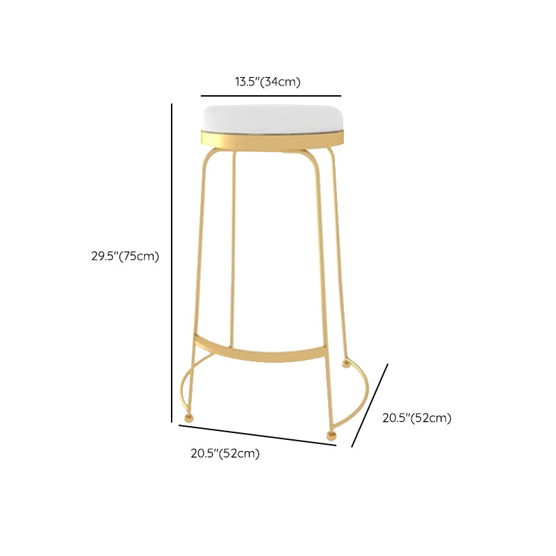 Glam Style Counter Stool Upholstered Round Bar Stool with Gold Frame