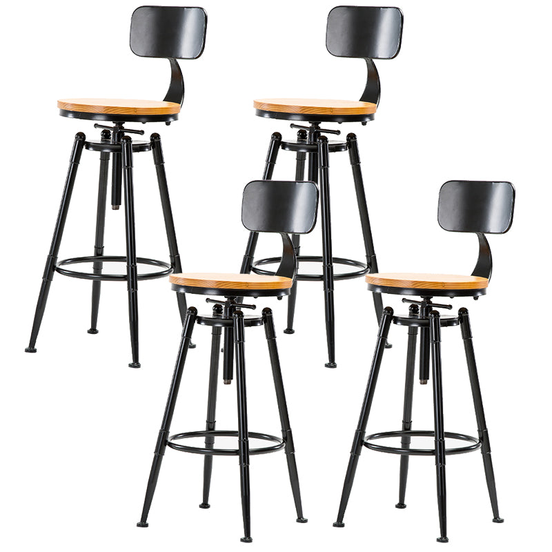 Solid Wood Counter Stool Industrial Adjustable Height Stool for Living Room