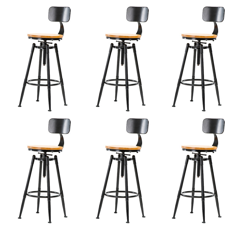 Solid Wood Counter Stool Industrial Adjustable Height Stool for Living Room
