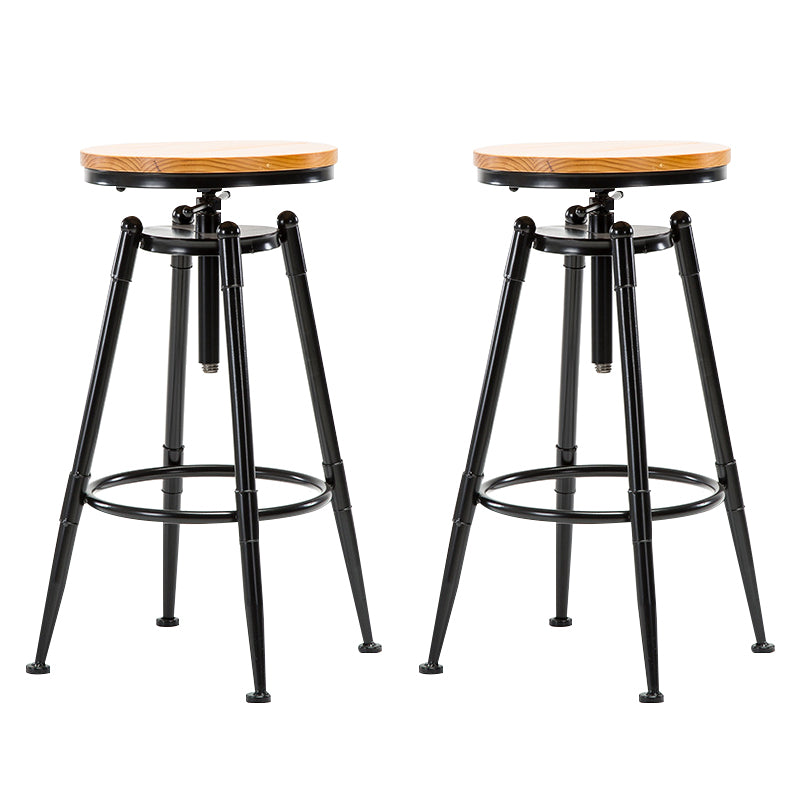 Solid Wood Counter Stool Industrial Adjustable Height Stool for Living Room