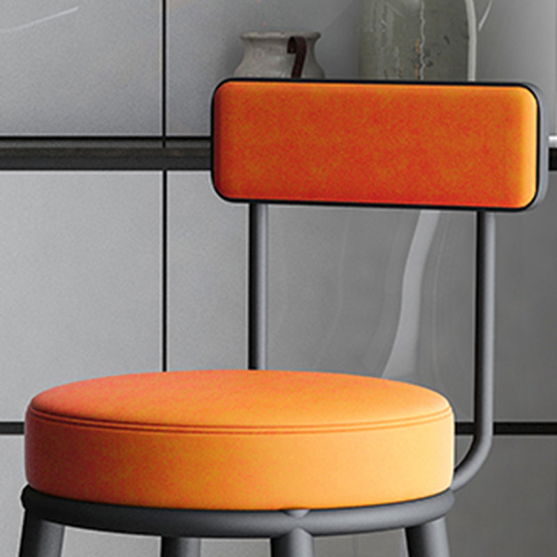 Faux Leather Armless Counter Stool Glam Style Low Back Bar Stool for Indoor