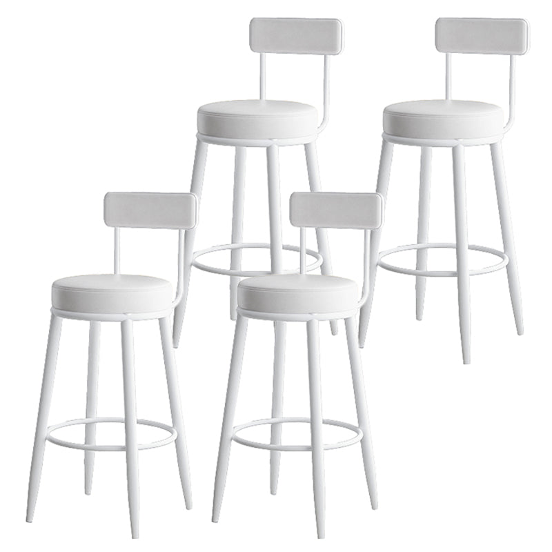 Faux Leather Armless Counter Stool Glam Style Low Back Bar Stool for Indoor