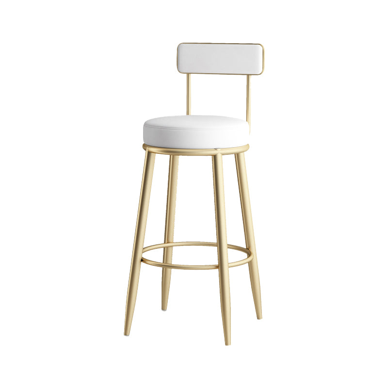 Faux Leather Armless Counter Stool Glam Style Low Back Bar Stool for Indoor