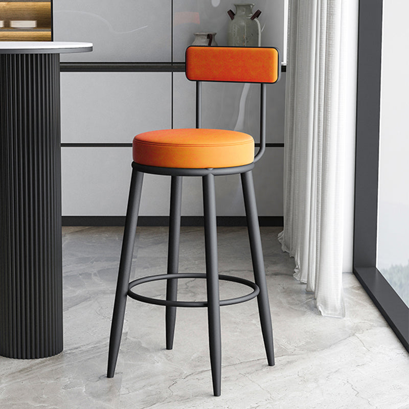 Faux Leather Armless Counter Stool Glam Style Low Back Bar Stool for Indoor