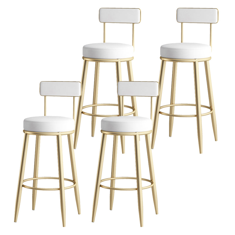 Faux Leather Armless Counter Stool Glam Style Low Back Bar Stool for Indoor