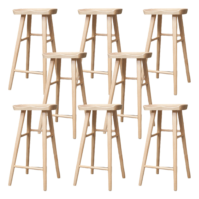 Industrial Solid Wood Counter Stool Saddle Seat Backless Bar Stool