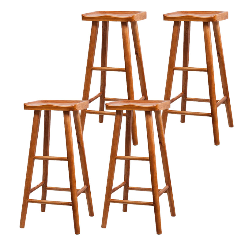 Industrial Solid Wood Counter Stool Saddle Seat Backless Bar Stool