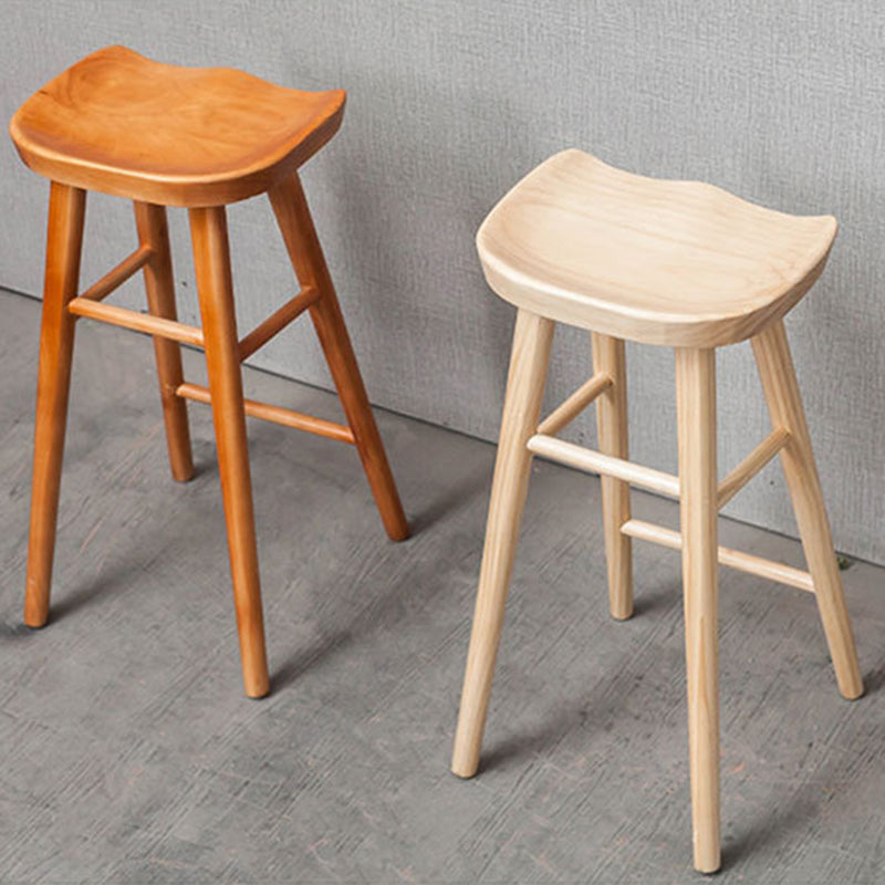Industrial Solid Wood Counter Stool Saddle Seat Backless Bar Stool