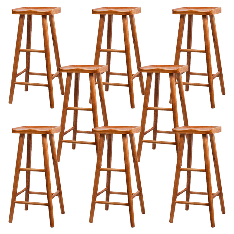 Industrial Solid Wood Counter Stool Saddle Seat Backless Bar Stool