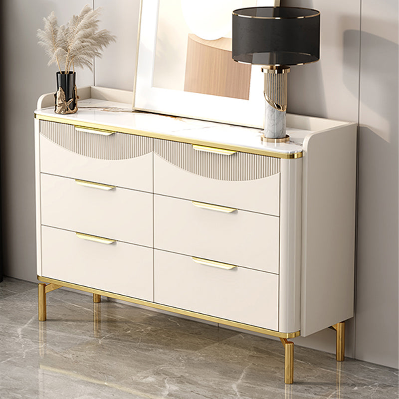 Glam Stone 16"Wide Storage Chest Bedroom Chest in White with Drawers
