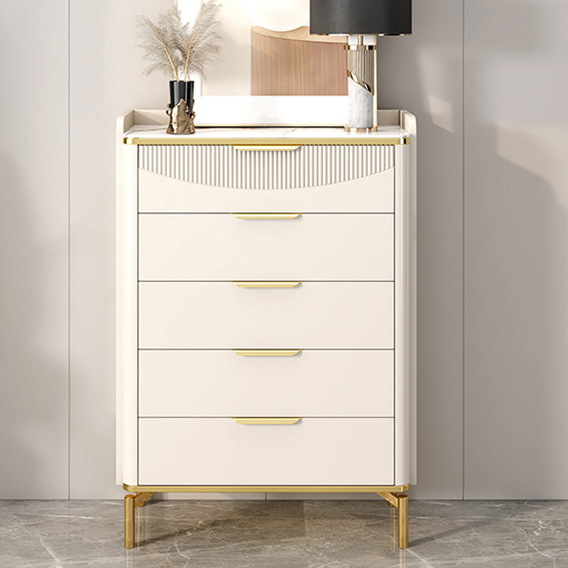 Glam Stone 16"Wide Storage Chest Bedroom Chest in White with Drawers