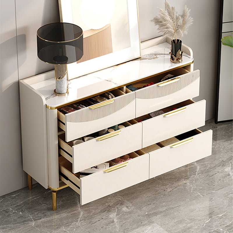 Glam Stone 16"Wide Storage Chest Bedroom Chest in White with Drawers