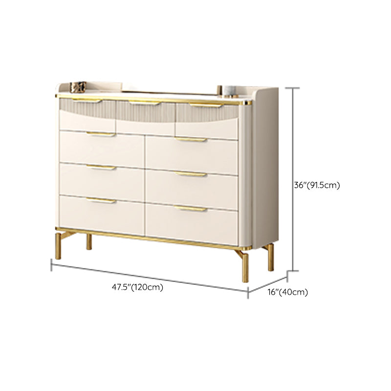 Glam Stone 16"Wide Storage Chest Bedroom Chest in White with Drawers