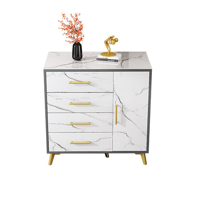 16" Wide Glam Storage Chest Stone Bedroom Chest in White with Drawers