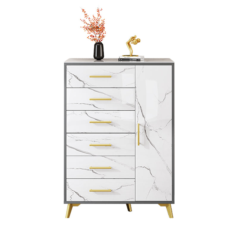 16" Wide Glam Storage Chest Stone Bedroom Chest in White with Drawers