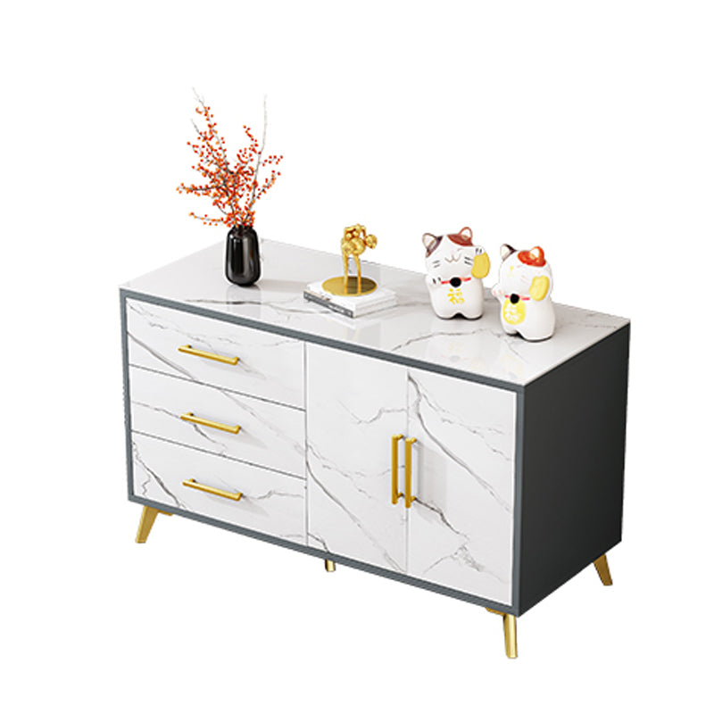 16" Wide Glam Storage Chest Stone Bedroom Chest in White with Drawers