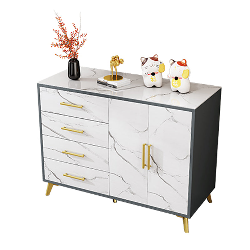 16" Wide Glam Storage Chest Stone Bedroom Chest in White with Drawers