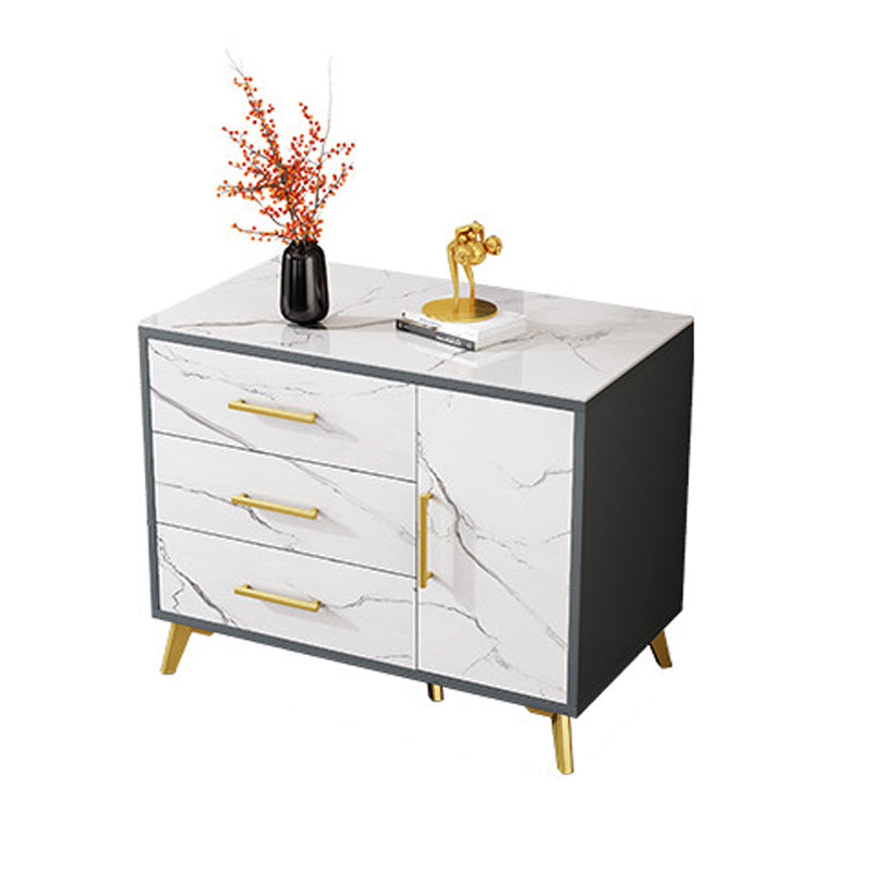 16" Wide Glam Storage Chest Stone Bedroom Chest in White with Drawers