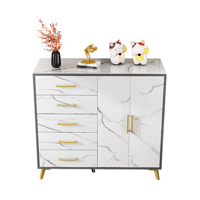 16" Wide Glam Storage Chest Stone Bedroom Chest in White with Drawers