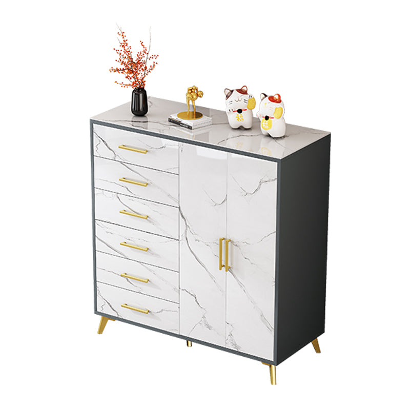 16" Wide Glam Storage Chest Stone Bedroom Chest in White with Drawers