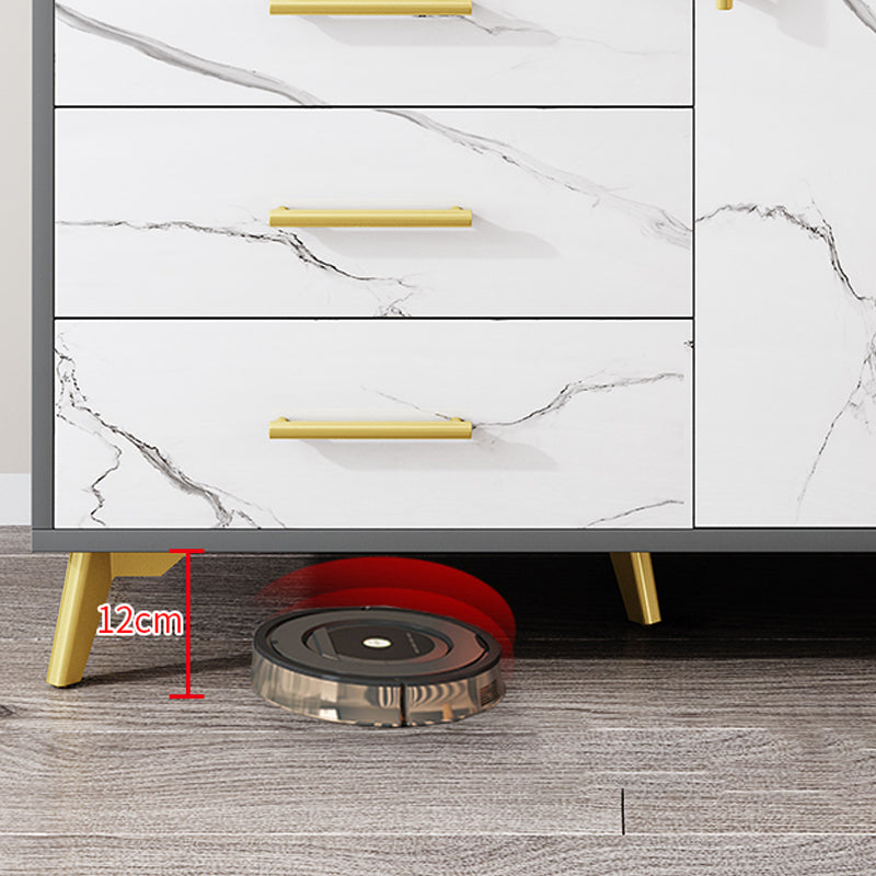 16" Wide Glam Storage Chest Stone Bedroom Chest in White with Drawers