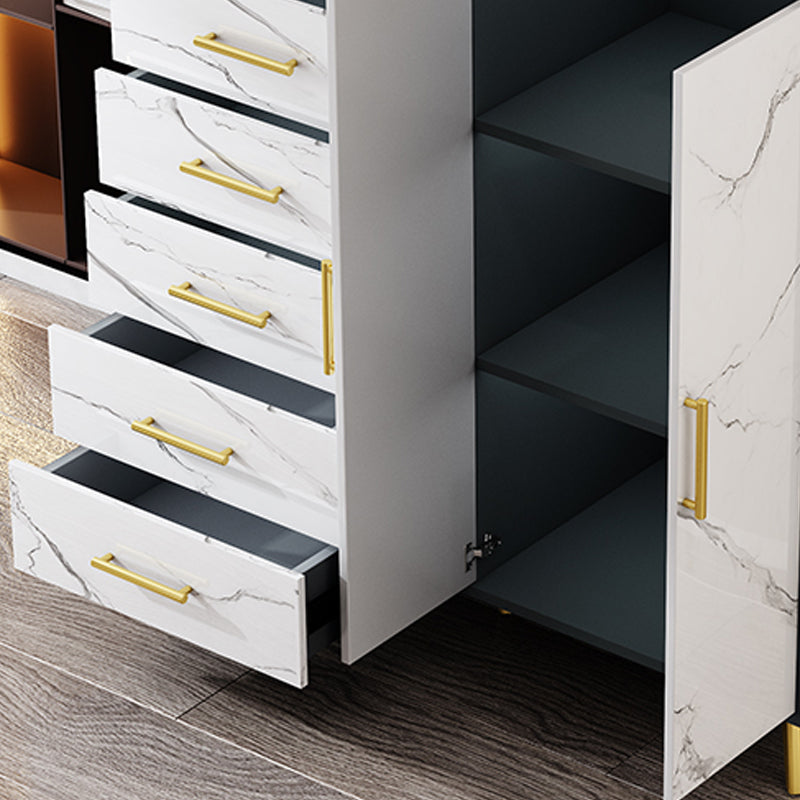 16" Wide Glam Storage Chest Stone Bedroom Chest in White with Drawers