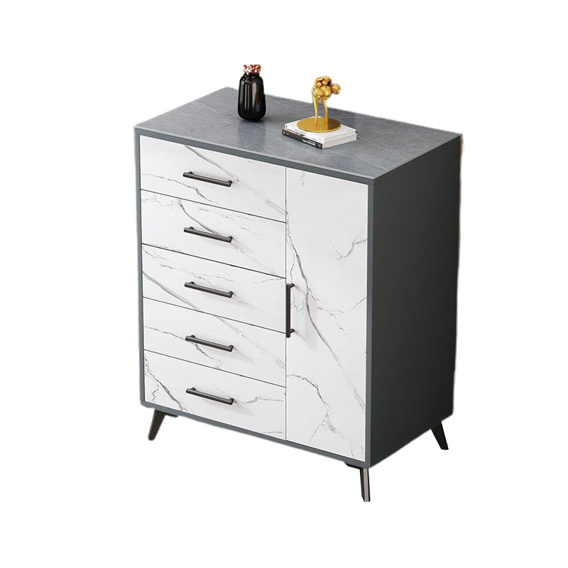 16" Wide Glam Storage Chest Stone Bedroom Chest in White with Drawers