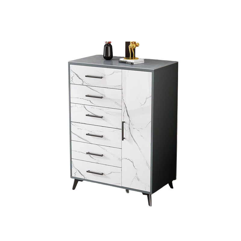 16" Wide Glam Storage Chest Stone Bedroom Chest in White with Drawers