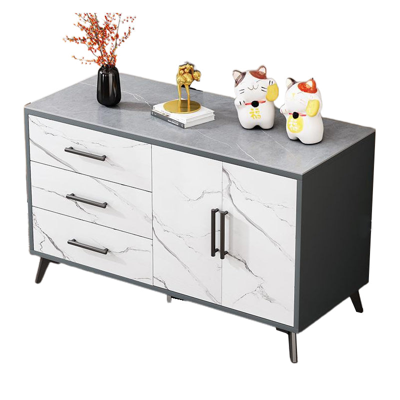 16" Wide Glam Storage Chest Stone Bedroom Chest in White with Drawers