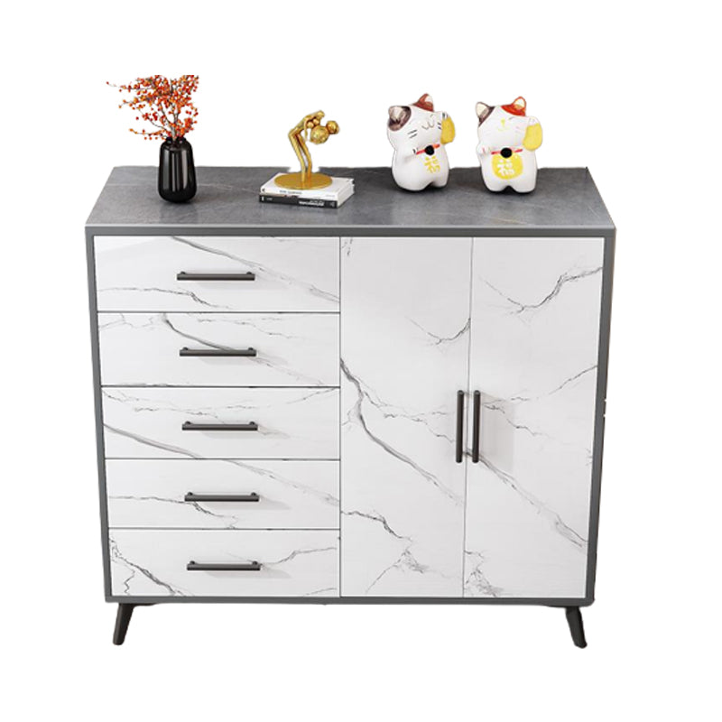 16" Wide Glam Storage Chest Stone Bedroom Chest in White with Drawers
