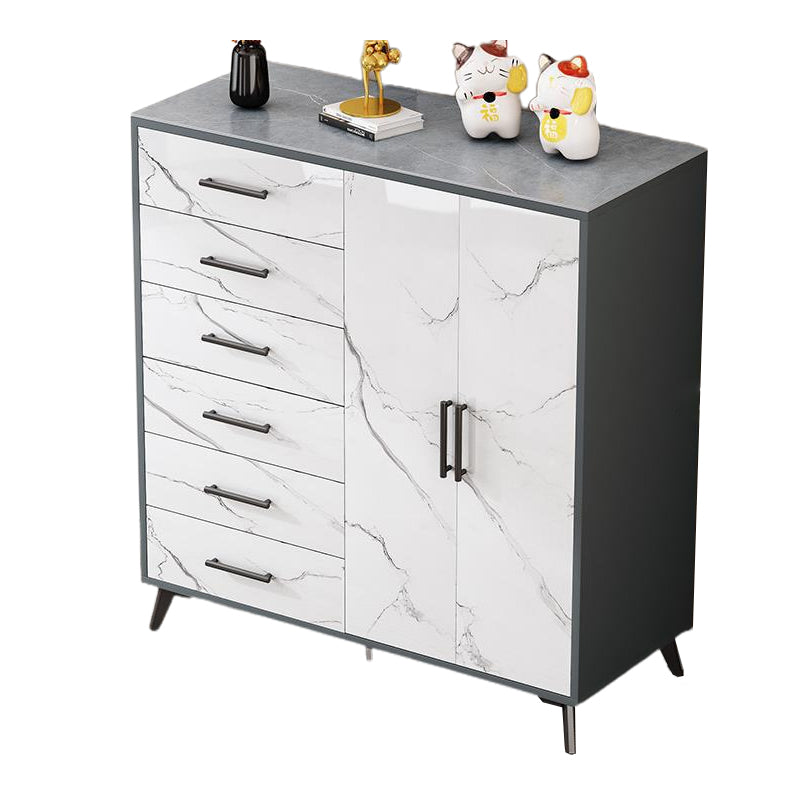 16" Wide Glam Storage Chest Stone Bedroom Chest in White with Drawers