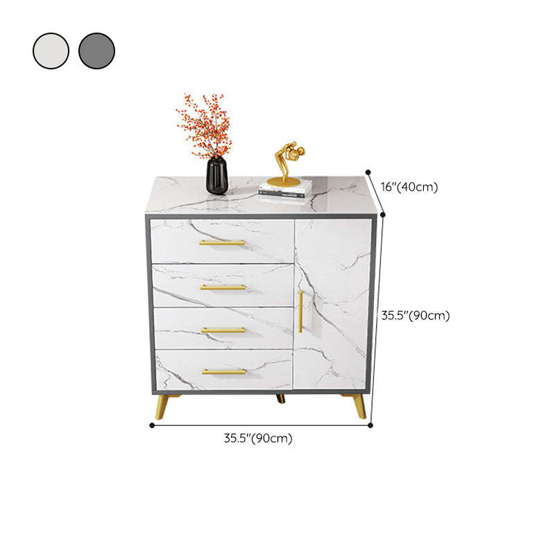 16" Wide Glam Storage Chest Stone Bedroom Chest in White with Drawers