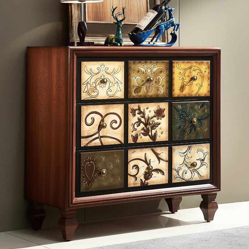 American Traditional Storage Chest Dresser Wooden Storage Chest with Drawers