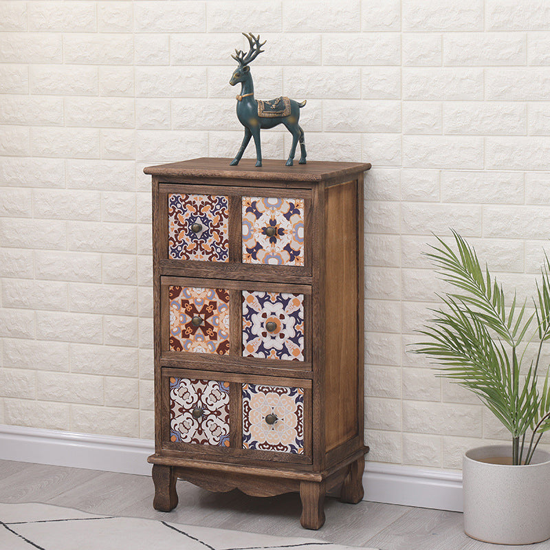 Nautical Bedroom Storage Chest Solid Wood Chest in Brown with Drawers