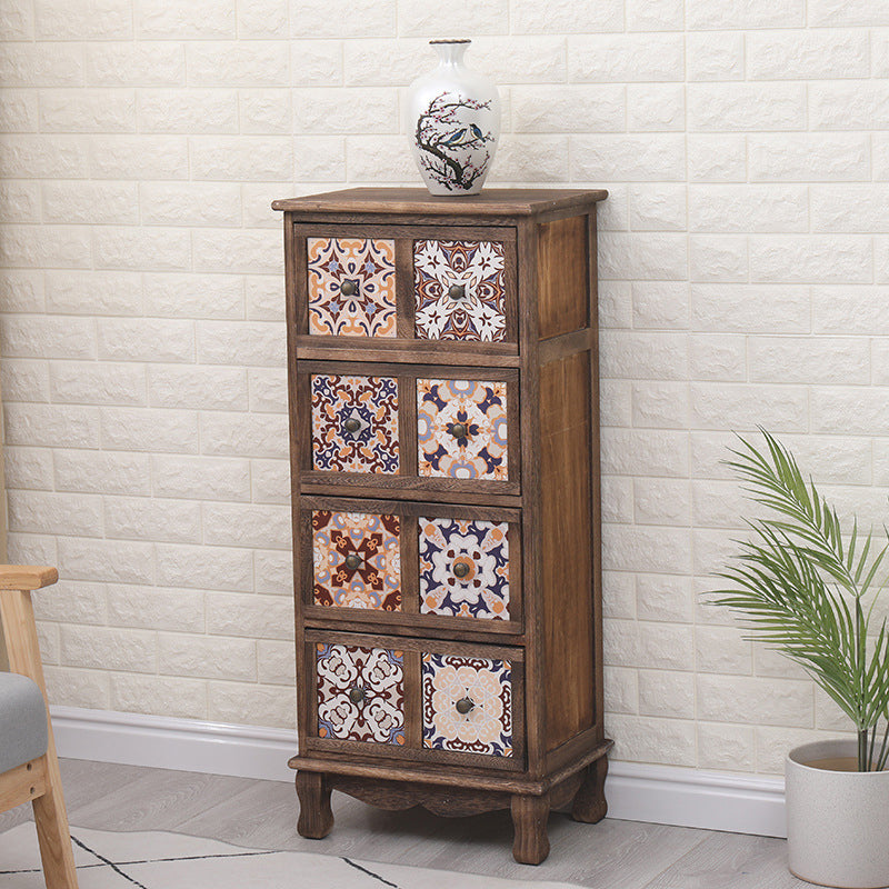 Nautical Bedroom Storage Chest Solid Wood Chest in Brown with Drawers